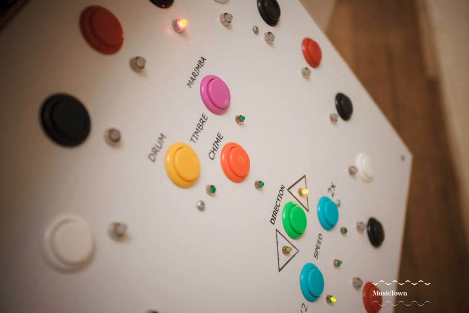 Close-up of one of the twelve electronic sequencers that were part of Sound artist and instrument builder Ed Devane's Dodeca Cycle interactive sound installation in City Assembly House, Dublin City, MusicTown 2015