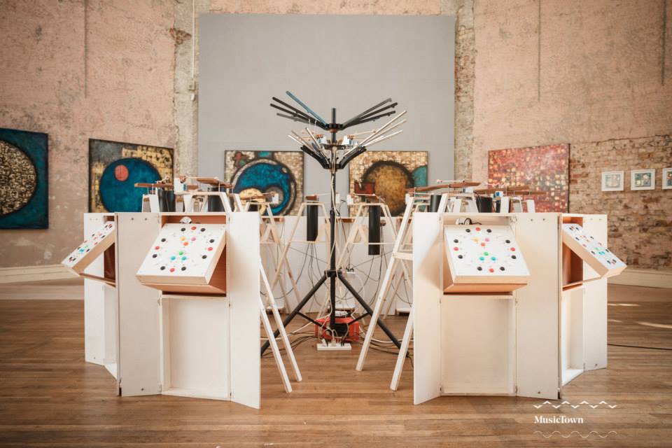 Sound artist and instrument builder Ed Devane's Dodeca Cycle interactive sound installation in City Assembly House, Dublin City, MusicTown 2015